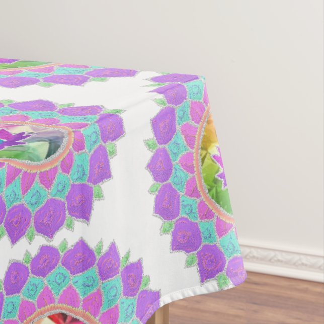 Diwali glitter lotus rangoli tablecloth (In Situ)