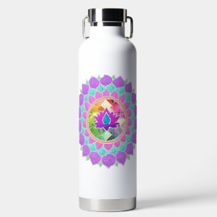 Diwali glitter lotus rangoli water bottle