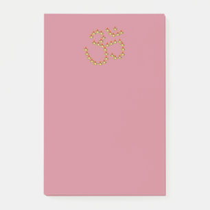 Diwali Gold Deepa in Om Symbol Bright Burgundy Post-it Notes