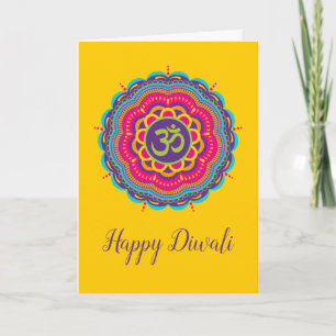Diwali Greeting Card in Bright Colour Mandala