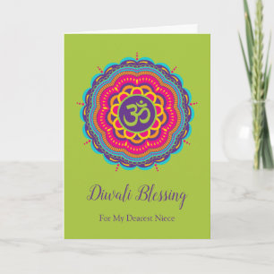 Diwali Greeting Card in Bright Colour Mandala