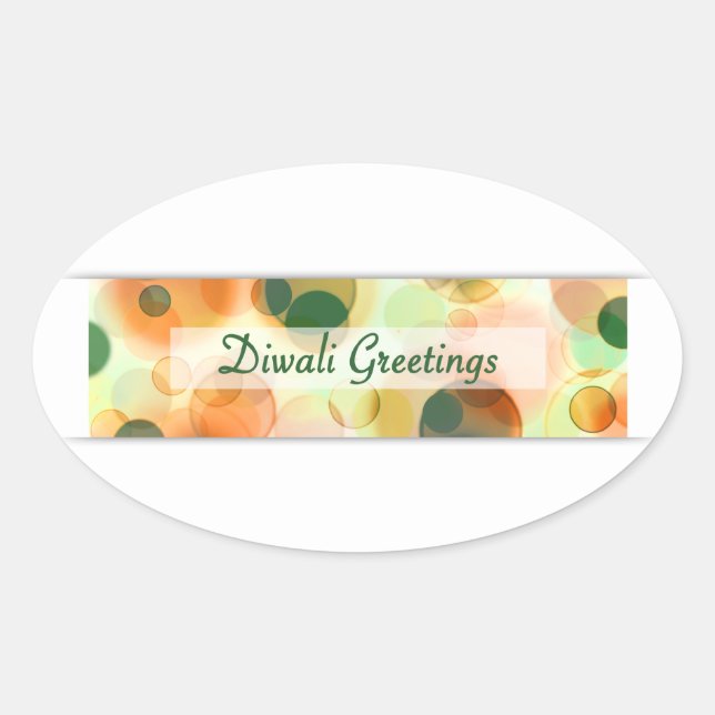 diwali greetings (bokeh) oval sticker (Front)
