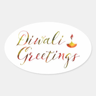 diwali greetings bokeh oval sticker