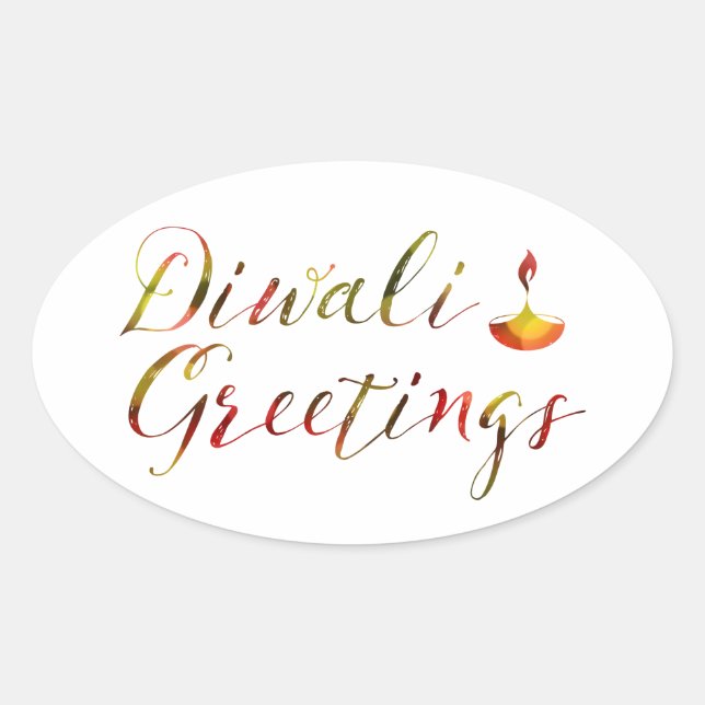 diwali greetings bokeh oval sticker (Front)