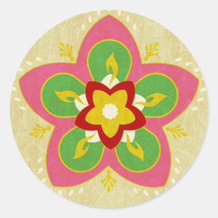 diwali greetings rangoli classic round sticker