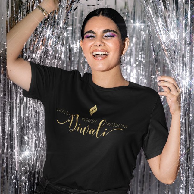 Diwali health wealth wisdom golden design T-Shirt (Creator Uploaded)