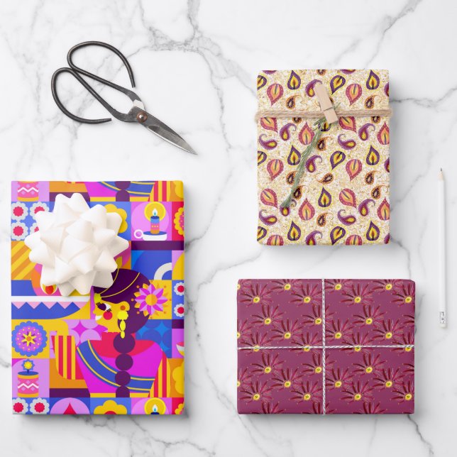 Diwali, Indian ethnic design gift Wrapping Paper Sheet (Front)