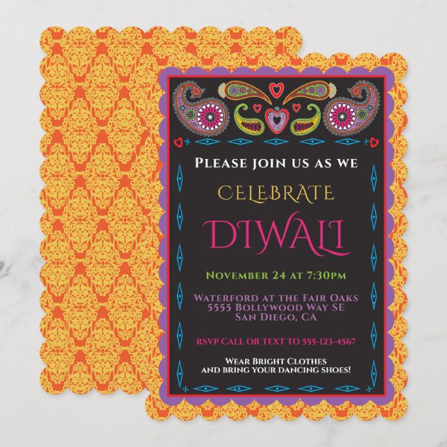 Diwali Indian Party Invitation (Front/Back)