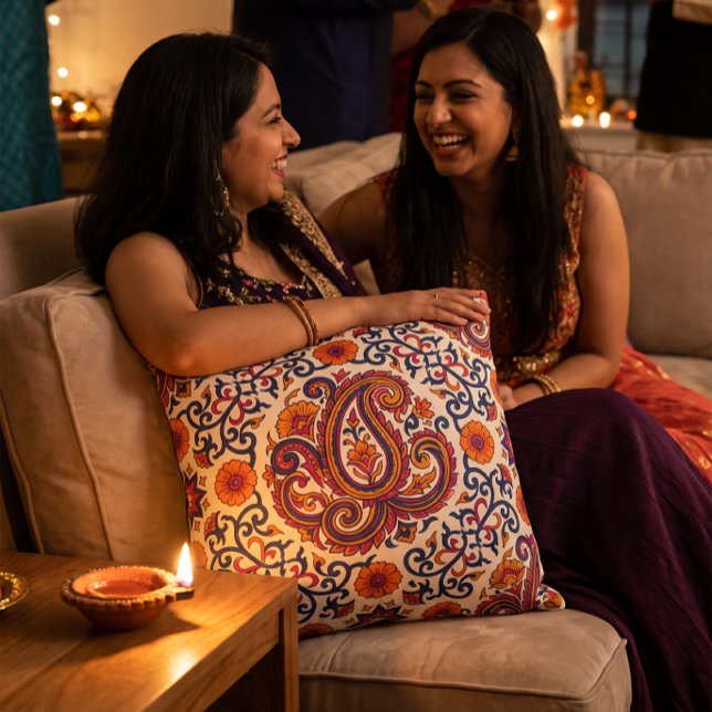 Diwali Jaipuri Block Print Pattern Cushion (Creator Uploaded)