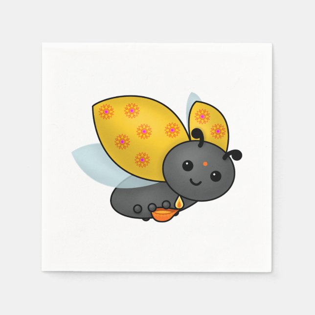 Diwali Ladybug with Deepa Napkin (Front)