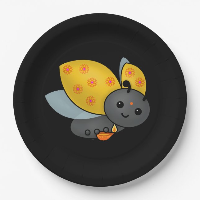 Diwali Ladybug with Deepa Paper Plate (Front)