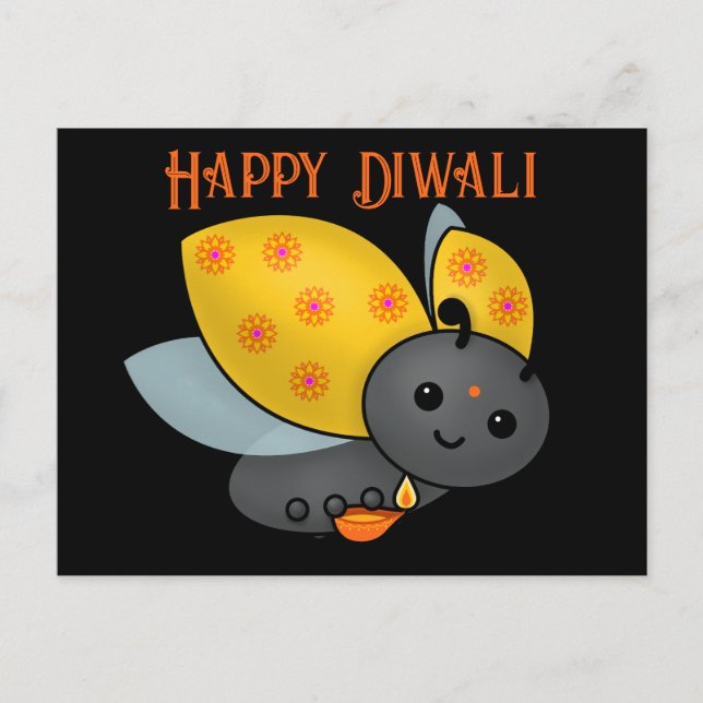 Diwali Ladybug with Deepa Postcard (Front)