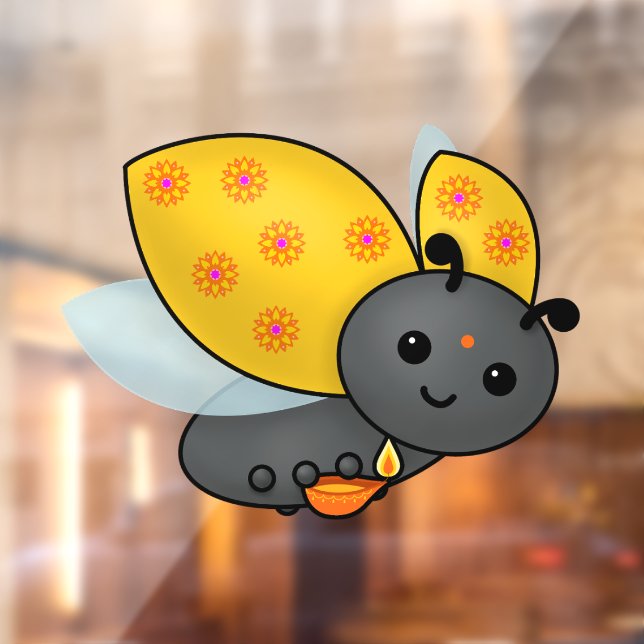 Diwali Ladybug with Deepa Window Cling (Sheet 2)