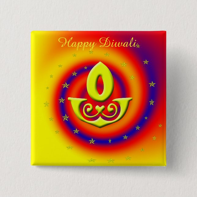 Diwali Lamp 15 Cm Square Badge (Front)