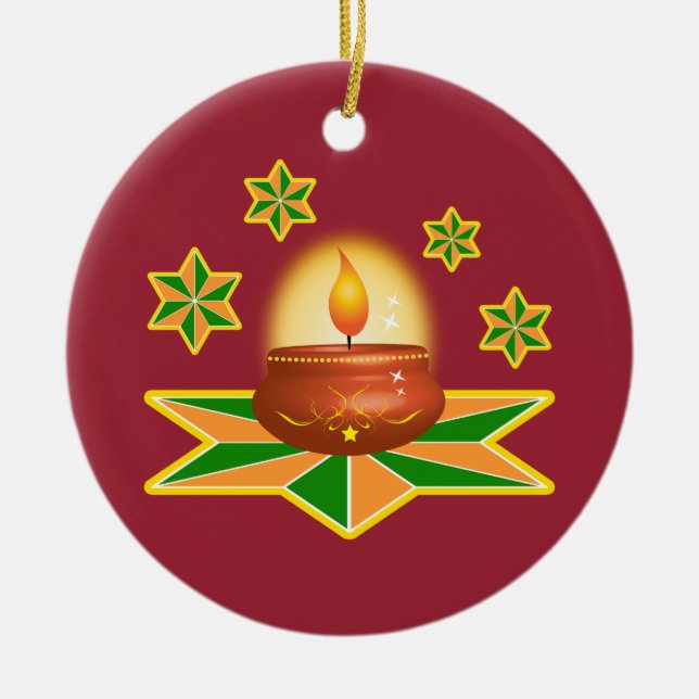 Diwali Lantern Ceramic Tree Decoration (Front)