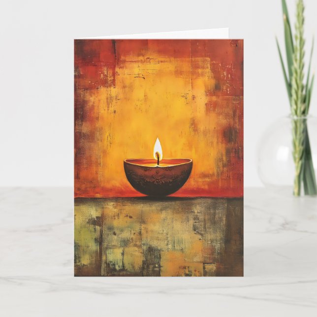 Diwali Light Lamp Retro Holiday Card (Front)
