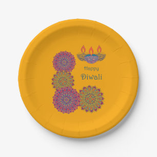 Diwali Mandalas - Saffron  Paper Plate