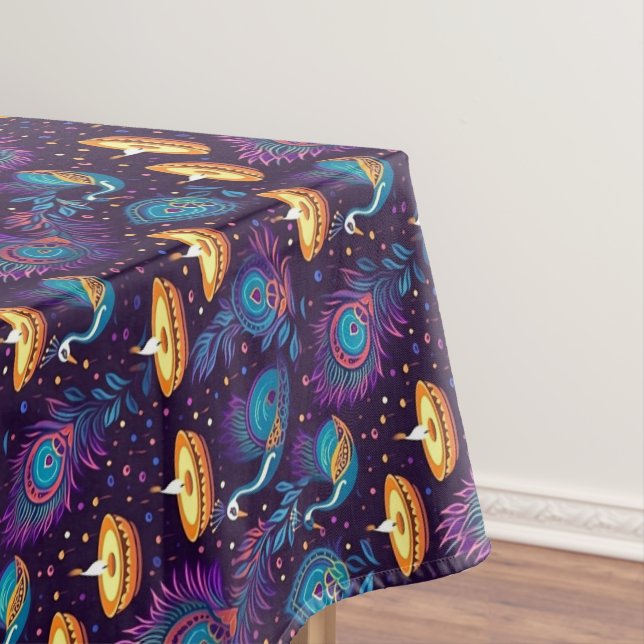 Diwali Midnight Serenity Tablecloth (In Situ)