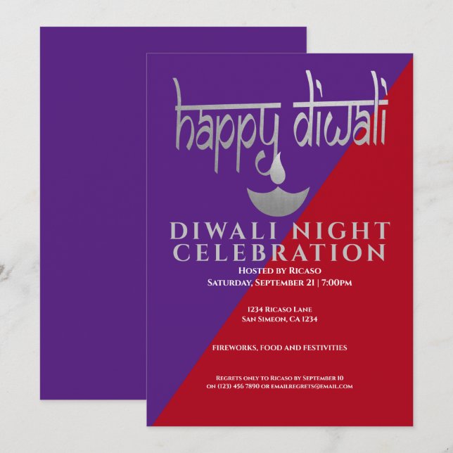 Diwali Night Celebration Of Light Invitation (Front/Back)