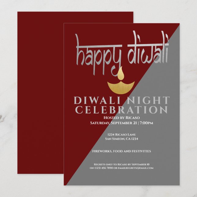 Diwali Night Celebration Of Light Invitation (Front/Back)