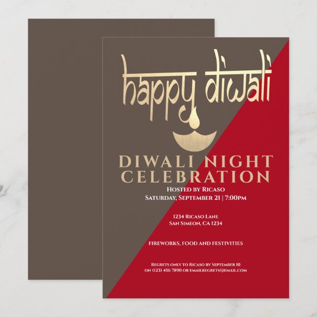 Diwali Night Celebration Of Light Invitation (Front/Back)