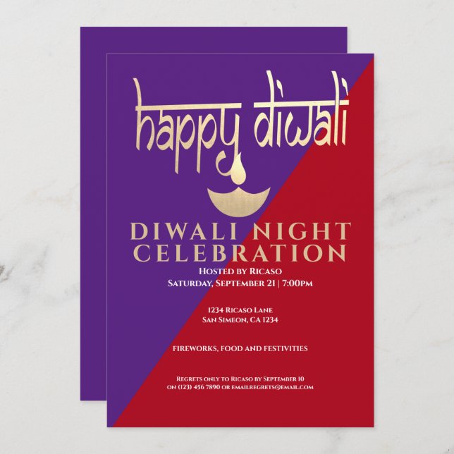 Diwali Night Celebration Of Light Invitation (Front/Back)