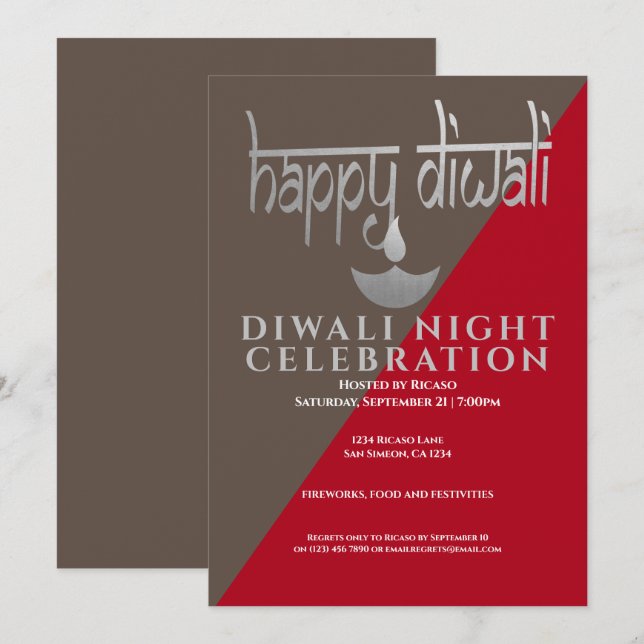Diwali Night Celebration Of Light Invitation (Front/Back)
