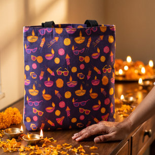 Diwali Party Cute Hand-Drawn Favour Gift  Tote Bag