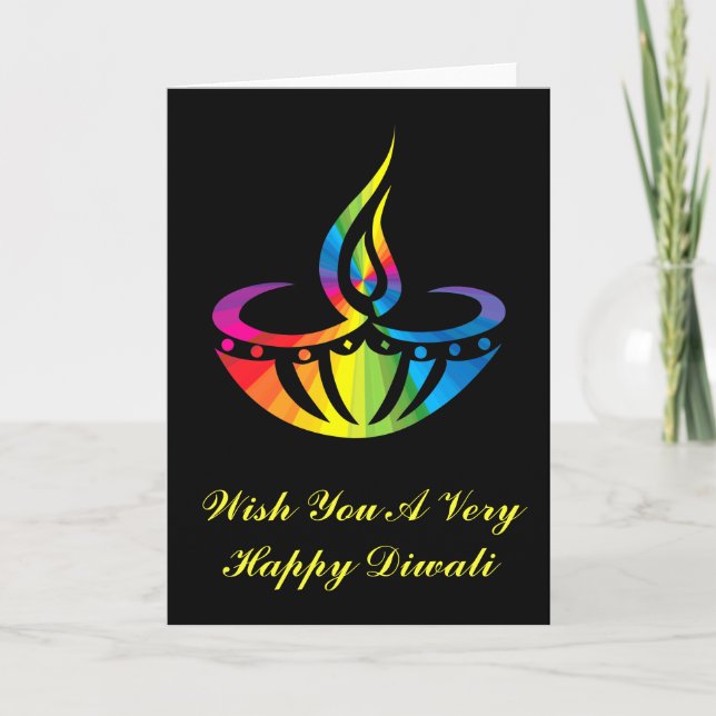 Diwali - Rainbow Lamp Card (Front)