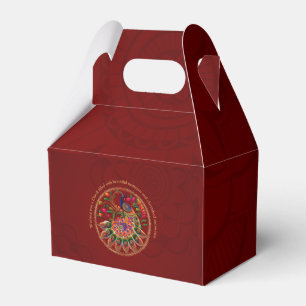 Diwali Red Gold Colourful Peacock Personalised Favour Box