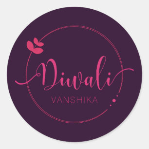 Diwali simple yet modern customisable classic round sticker