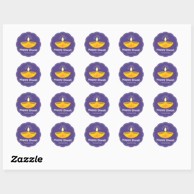 Diwali stickers personalised for gifts pack of 20 (Sheet)