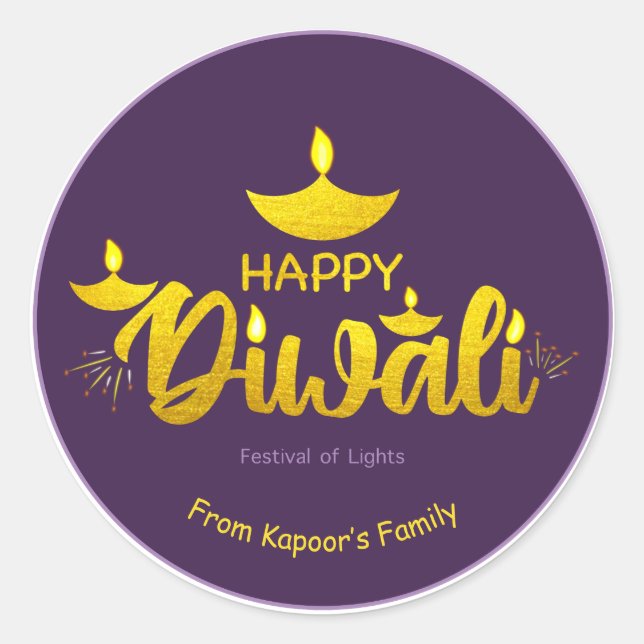 Diwali stickers personalised for gifts pack of 20 (Front)