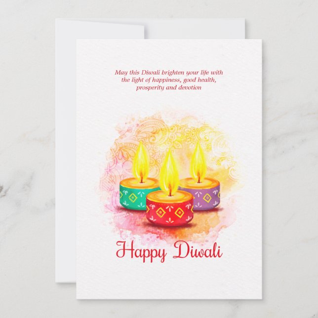 Diwali Watercolor Greeting Card (Front)