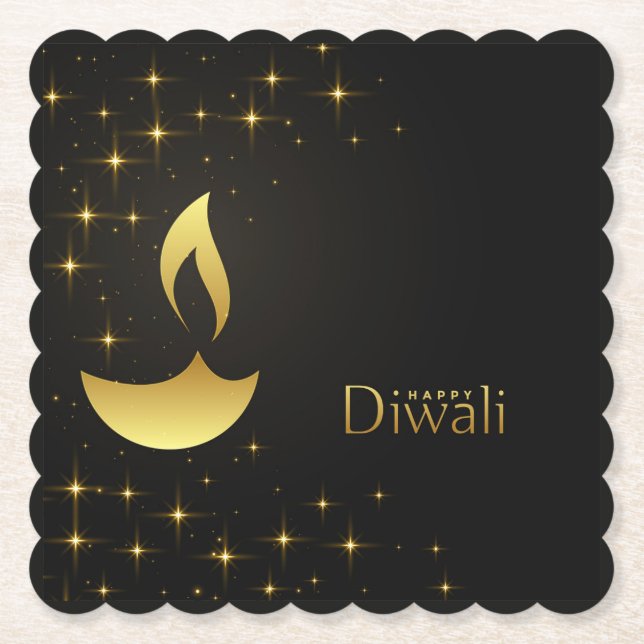 Diwali with Diya Paper Coaster (Front)