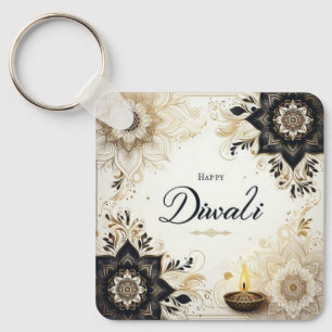 Diwali with Elegant Floral & Diya Key Ring
