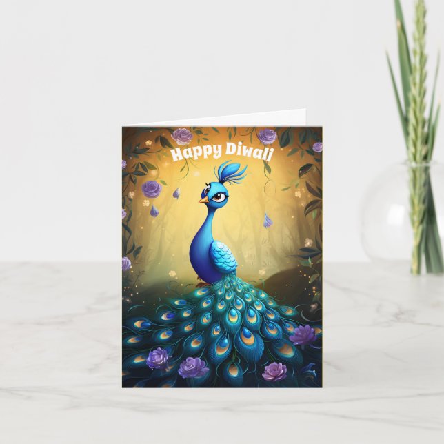 🦚 Diwali Wonder: Enchanted Peacock Postcard (Front)