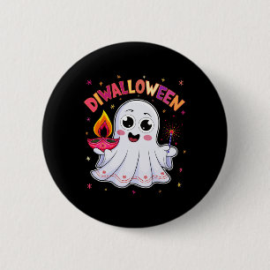 Diwalloween Diwali Halloween Fun Boo Ghost Lantern 6 Cm Round Badge