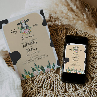 DIXIE Cow First Birthday Invitation