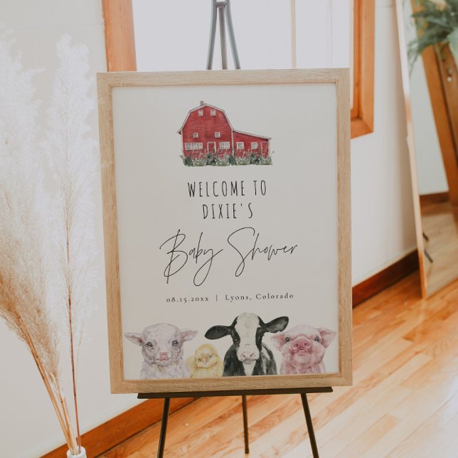 DIXIE Red Barn Farm Animal Baby Shower Welcome Poster (Creator Uploaded)