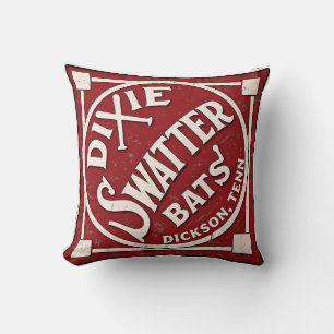 Dixie Swatter Bats Vintage Logo Dickson Tennessee Cushion