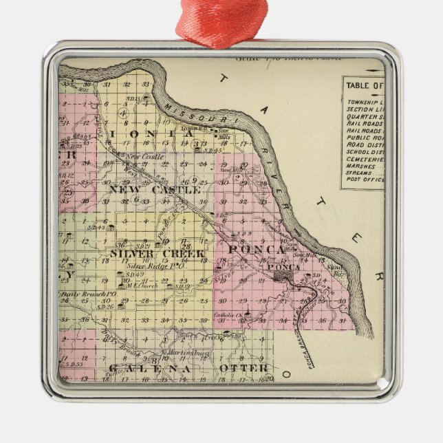Dixon County, Nebraska Metal Tree Decoration (Front)