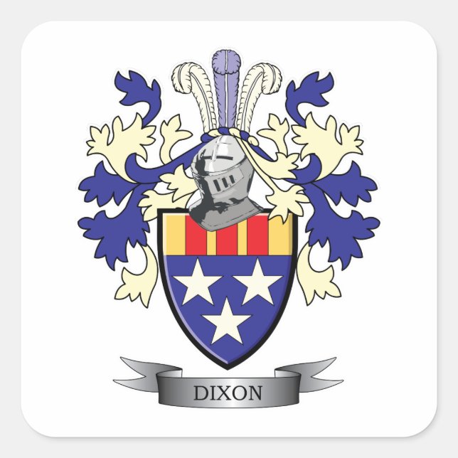 Dixon Family Crest Coat of Arms Square Sticker (Front)