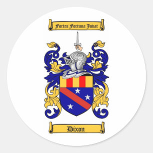 DIXON FAMILY CREST -  DIXON COAT OF ARMS CLASSIC ROUND STICKER