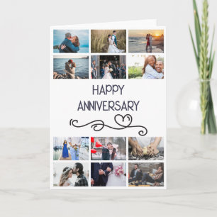 DIY 12 photo anniversary wedding simple heart Card