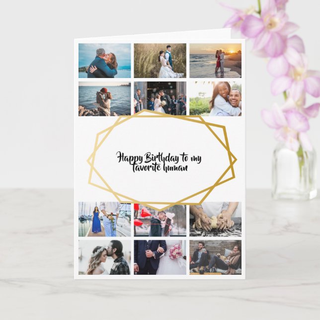 DIY 12 photo | modern gold romantic birthday frame Card (Orchid)