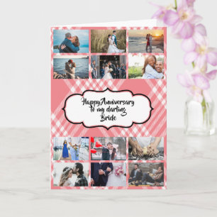 DIY 12 photo plaid tartan couples anniversary Card