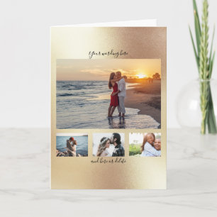 DIY 4 photo   romantic anniversary engagement gold Card