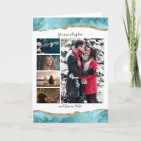 DIY 5 photo anniversary wedding marble geode blue