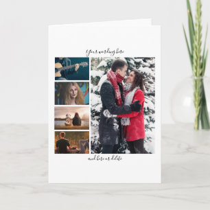 DIY 5 photo anniversary wedding vertical plain Card